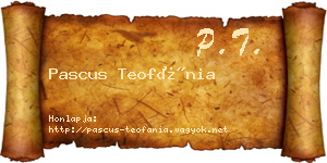 Pascus Teofánia névjegykártya